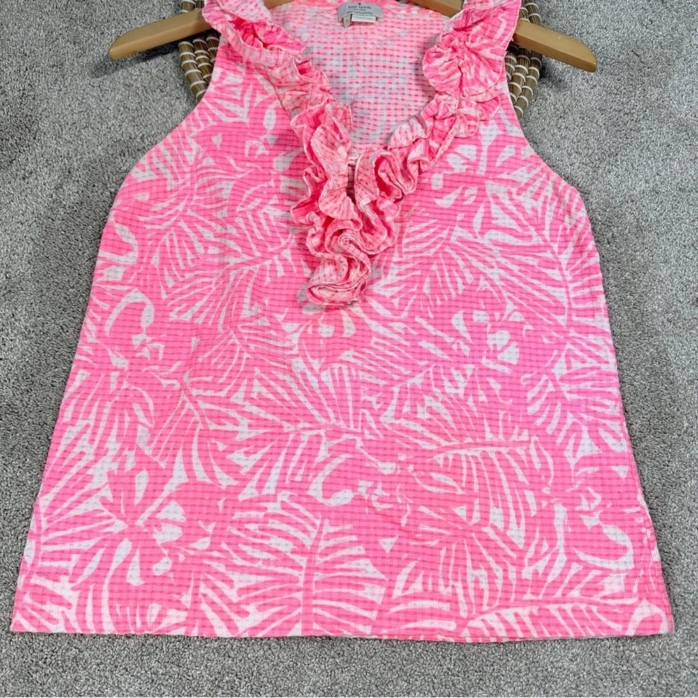 Kate Spade New York Bonnie Botanical Pink Top Blouse Sleeveless Size 4 - Picture 3 of 9